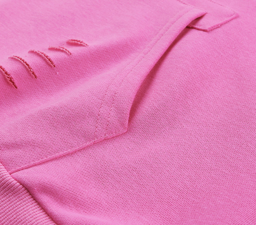 Distressed Drawstring Long Sleeve Hoodie