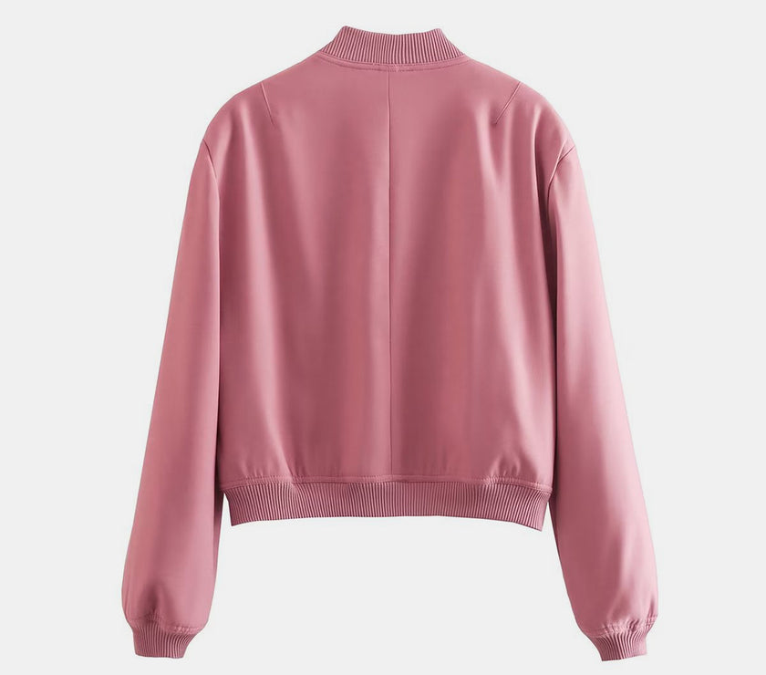 Pocketed Snap Down Baseball Collar Jacket