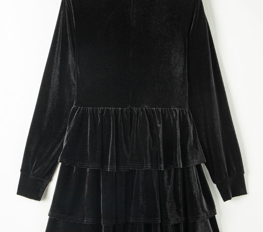 Ruffled Layered Long Sleeve Mini Dress