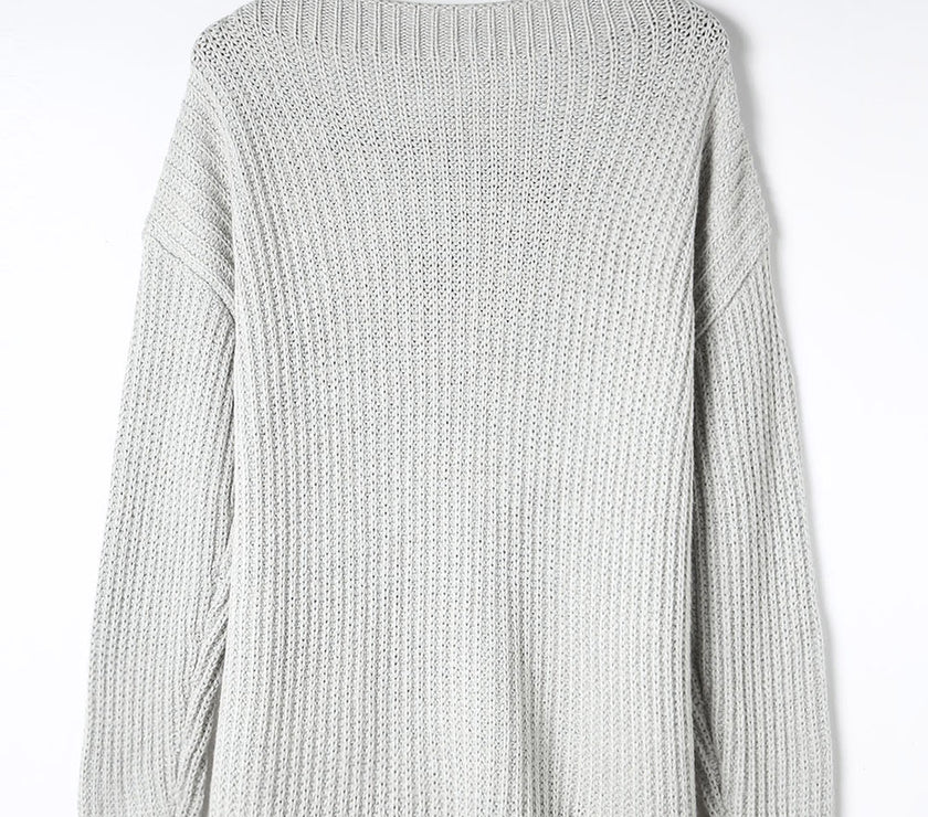 Side Slit Boat Neck Long Sleeve Sweater