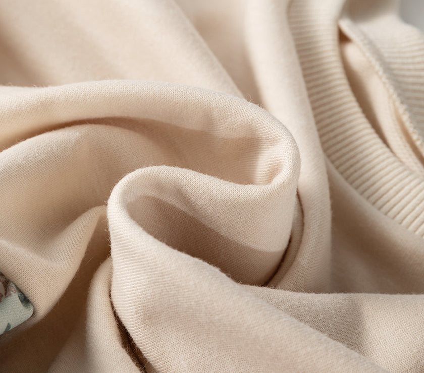 Printed Round Neck Long Sleeve Blouse