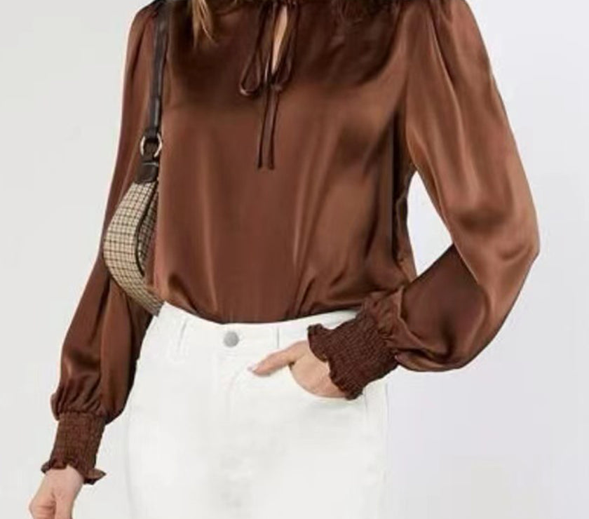 Frill Tied Lantern Sleeve Blouse