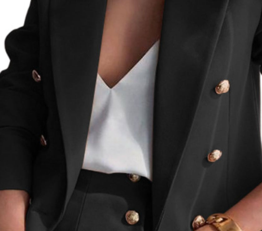 Lapel Collar Long Sleeve Blazer and Shorts Set