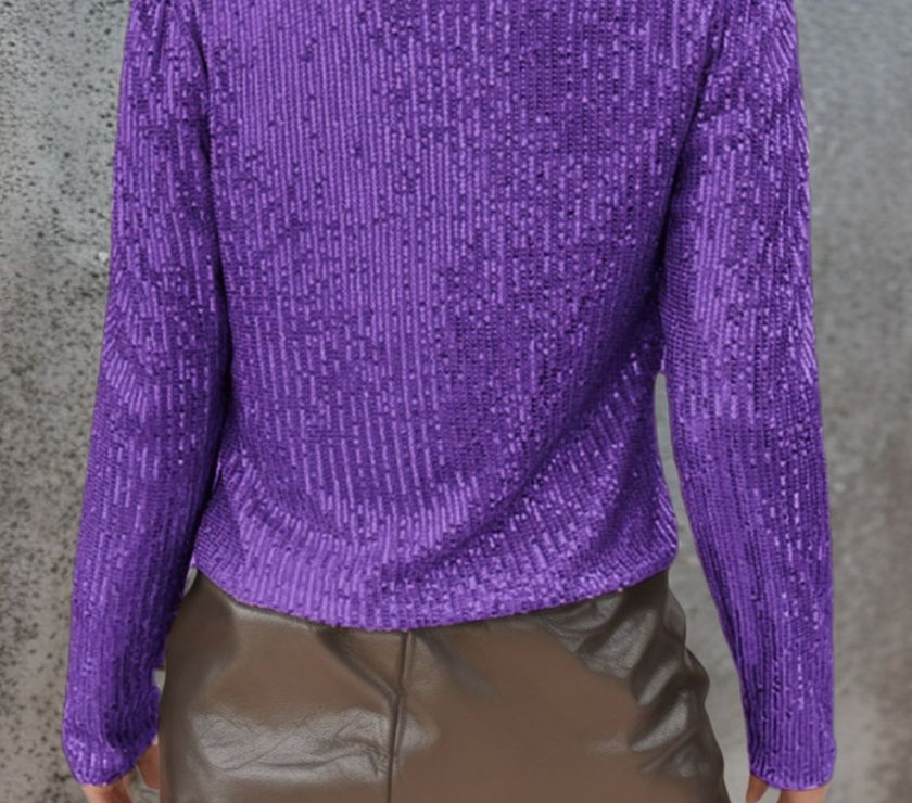 Full Size Sequin Open Front Cropped Jacket