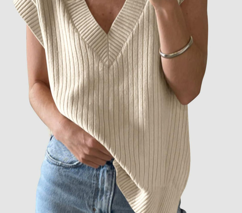 Mandy Ribbed V-Neck Sweater Vest