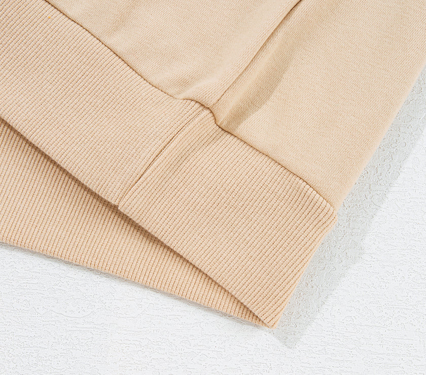 Apricot Striped Accent Pullover and Shorts Two Piece Casual Set