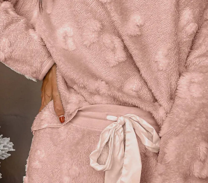 Round Neck Long Sleeve Top and Shorts Lounge Set