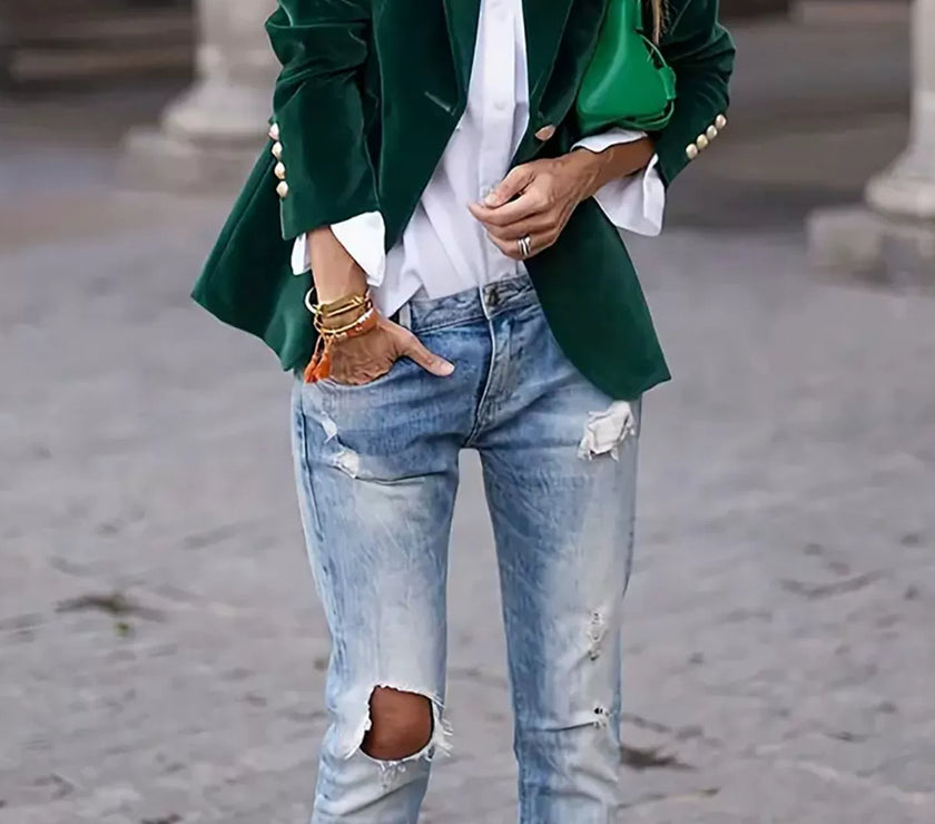 Lapel Collar One Button Blazer