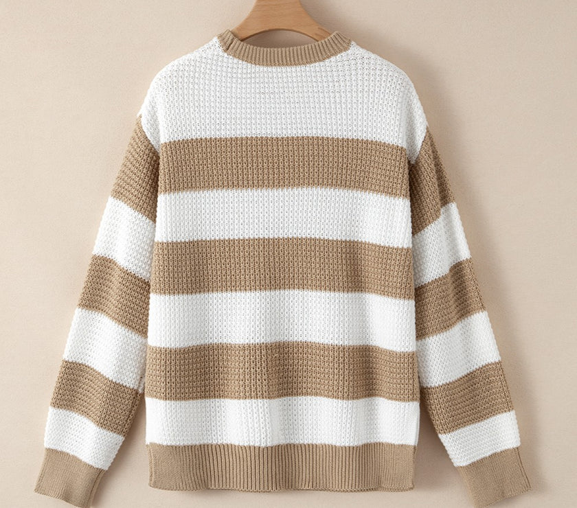 Color Block Round Neck Sweater