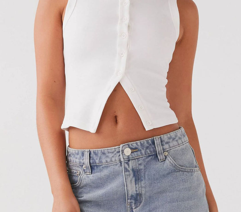 Lovelet Button Up Round Neck Tank