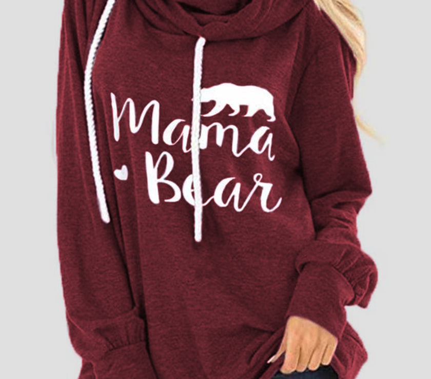 Drawstring Letter Graphic Long Sleeve Hoodie