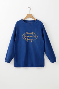 Apricot Football Graphic Drop Shoulder Game Day Corded Sweatshirt