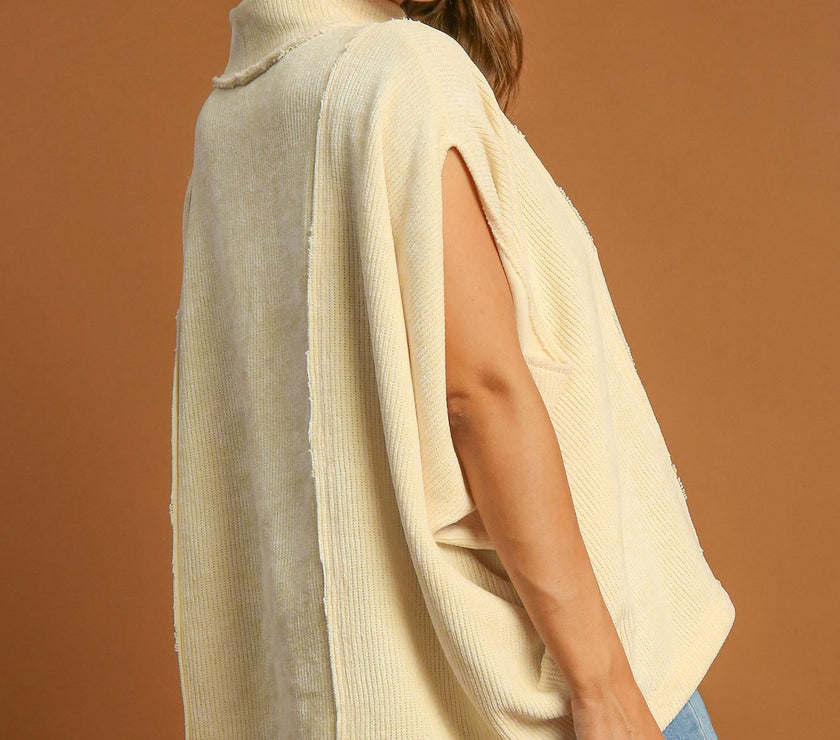 Umgee Solid Color Mock Neck Short Sleeve Top