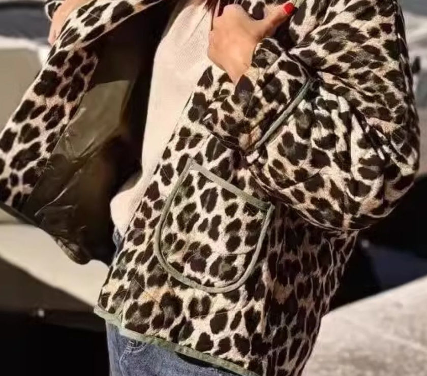 Leopard Open Front Long Sleeve Outerwear