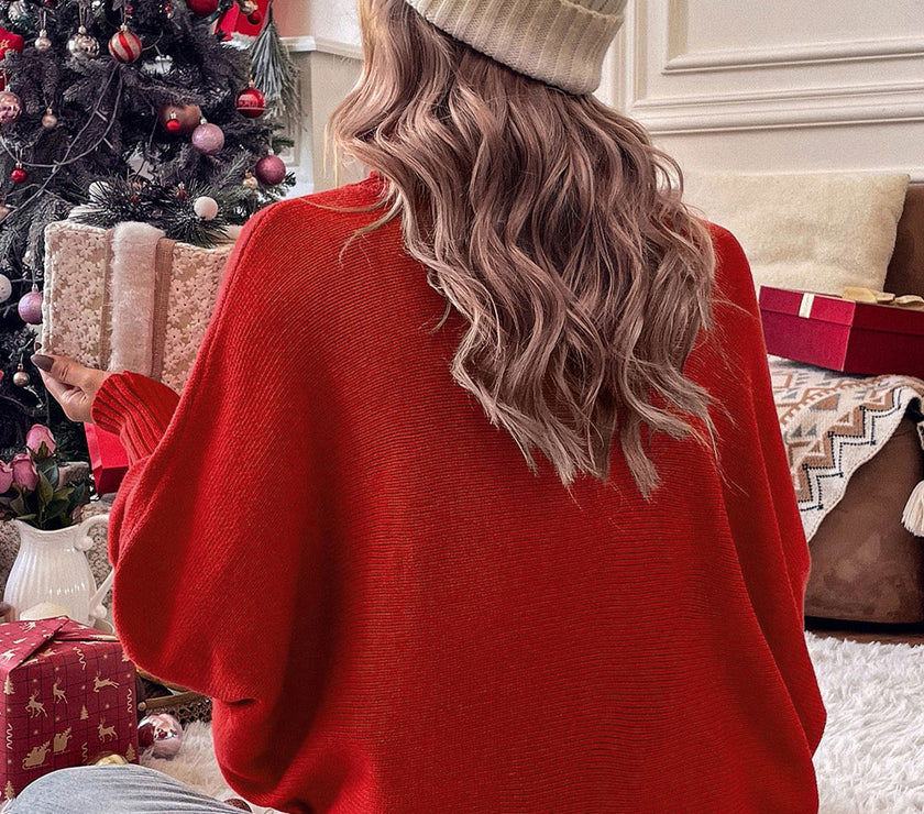 Double Take Full Size Merry Christmas Turtleneck Long Sleeve Sweater