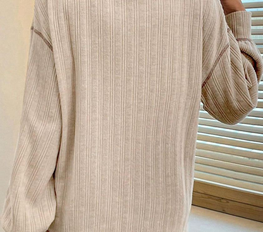 Mandy Contrast Stitching Round Neck Long Sleeve T-Shirt