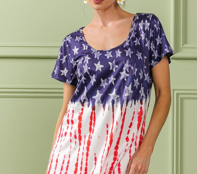 BiBi American Flag Theme Tee Dress
