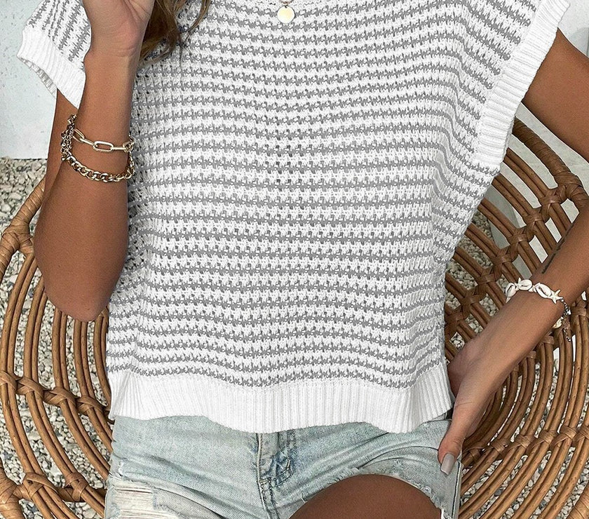 Striped Round Neck Sweater Vest