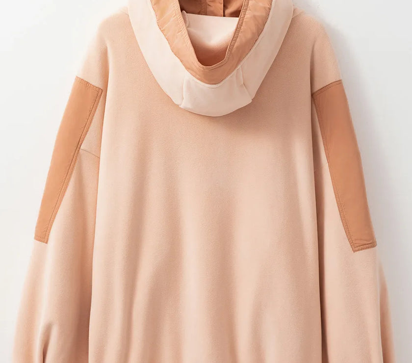 Color Block Half Zip Long Sleeve Hoodie