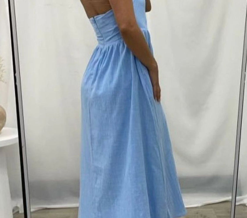 Devine Ruched Halter Neck Midi Dress