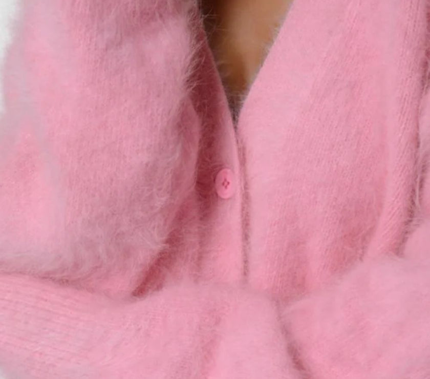 Fuzzy Button Down Long Sleeve Cardigan