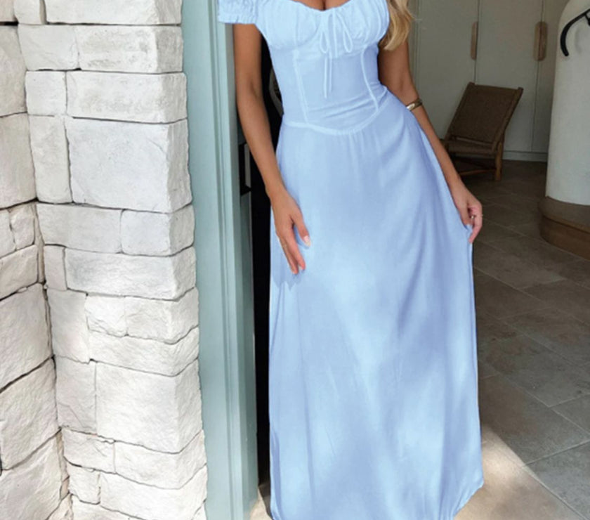 Devine Sweetheart Neck Short Sleeve Maxi Dress