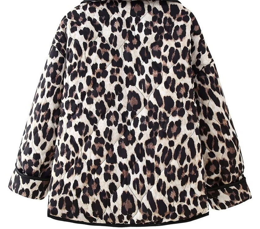 Leopard Open Front Long Sleeve Outerwear