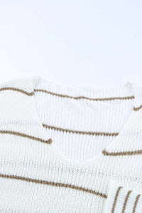 Striped V-Neck Drop Shoulder Sweater