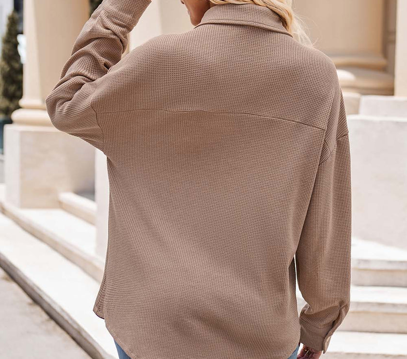 Mandy Collared Neck Dropped Shoulder Shirt