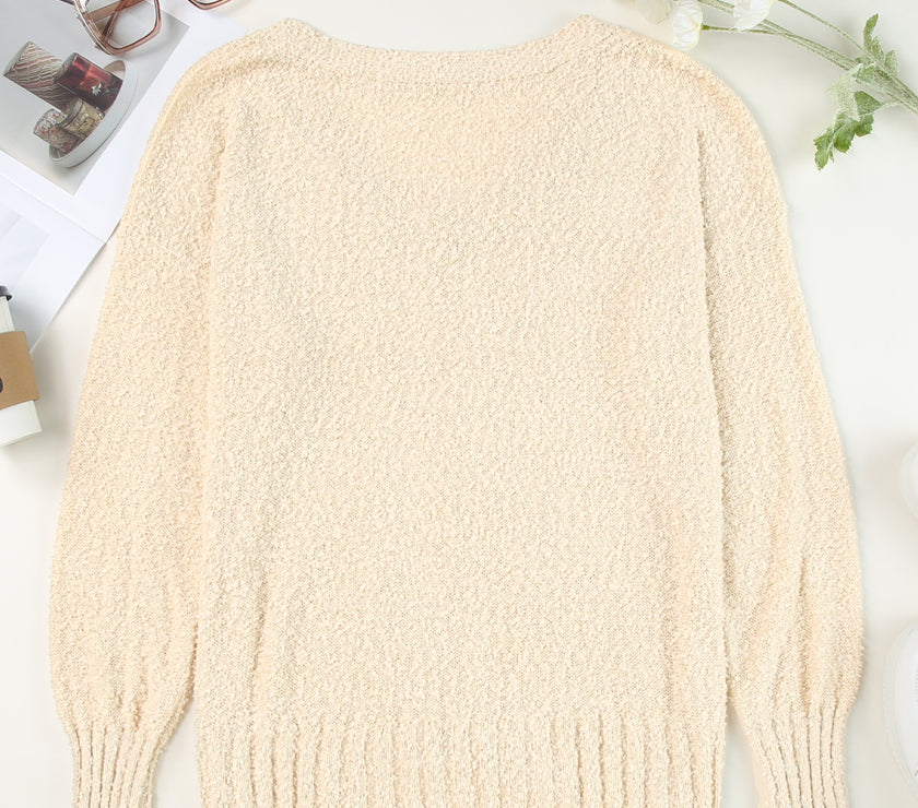 V-Neck Dropped Shoulder Sweater