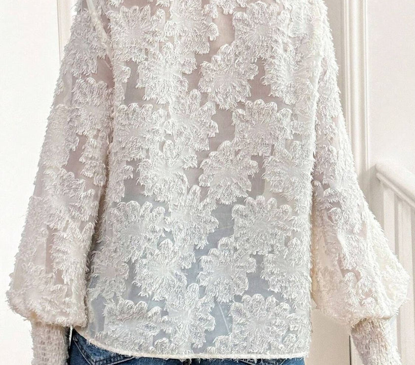 V-Neck Lantern Sleeve Blouse