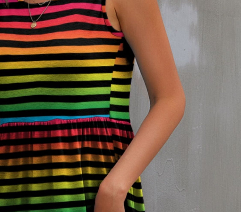 FAM-FAM Round Neck Wide Strap Mini Dress