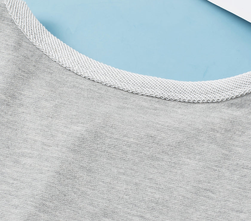 Color Block Double Chest Pocket Boat Neck Top