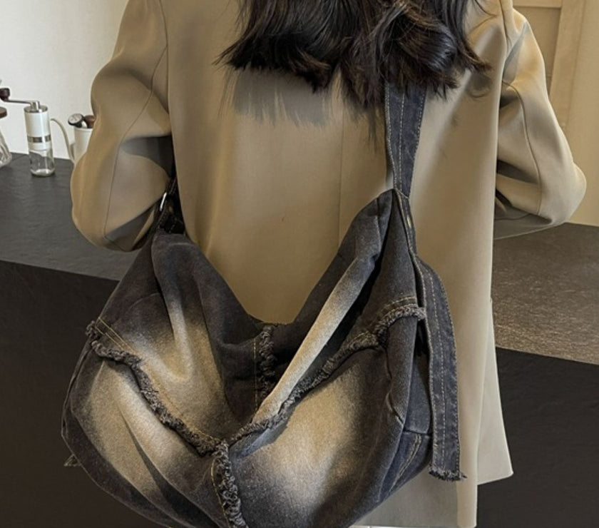 Raw Hem Gradient Crossbody Bag