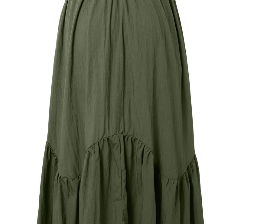 Smocked Waist Band Ruched Layered Skirt