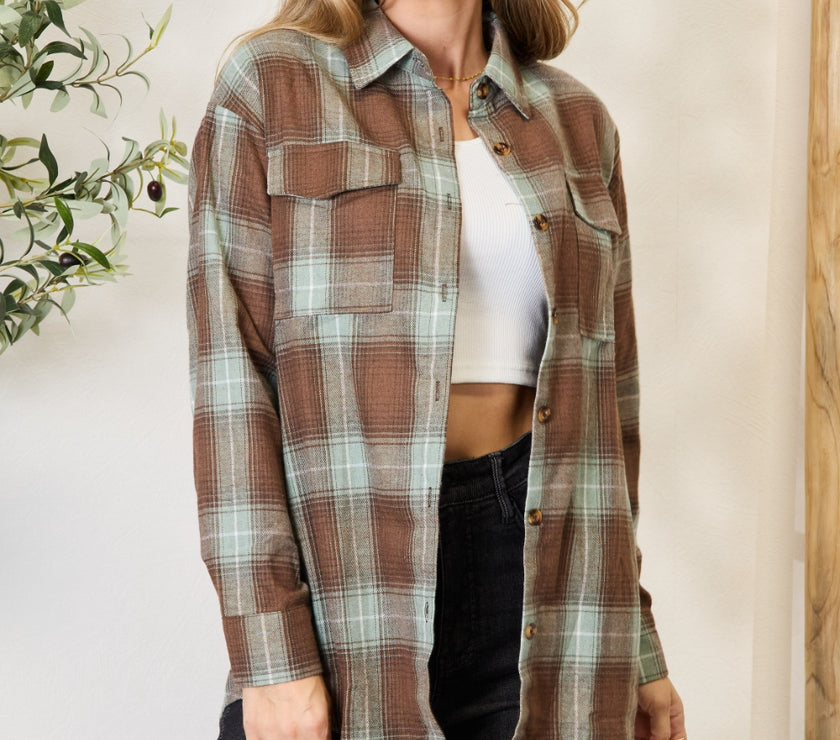 Mandy Plaid Dropped Shoulder Shirt