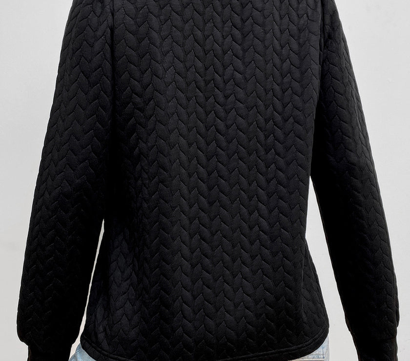 Texture Round Neck Long Sleeve Sweatshirt