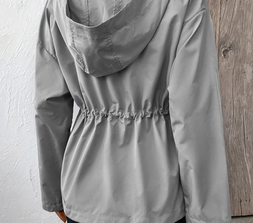 Ivy Lane Drawstring Zip Up Hooded Jacket