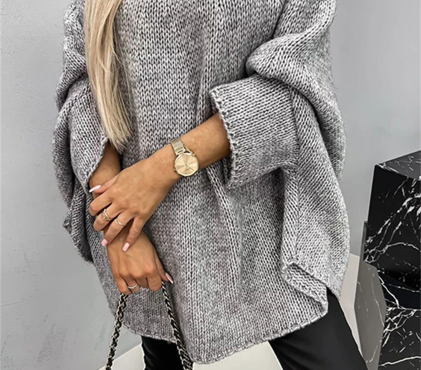 Round Neck Batwing Sleeve Sweater