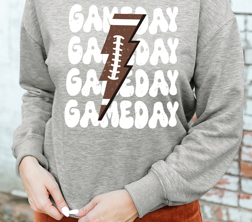 GAME DAY Round Neck Long Sleeve Sweatshirt
