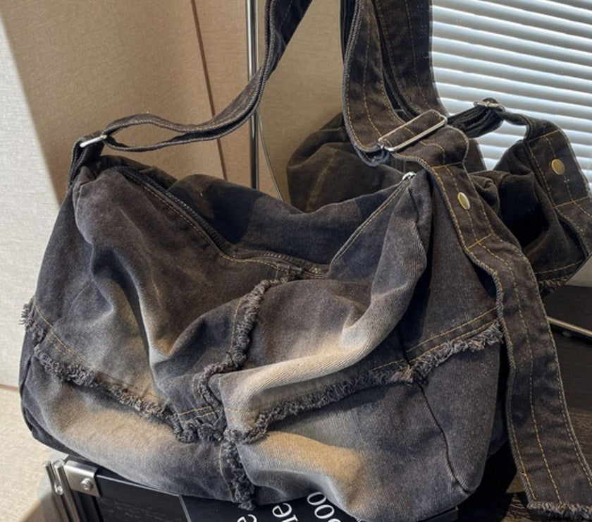 Raw Hem Gradient Crossbody Bag