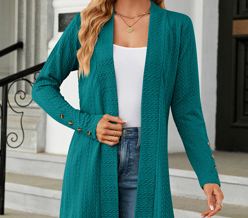 Open Front Long Sleeve Cardigan