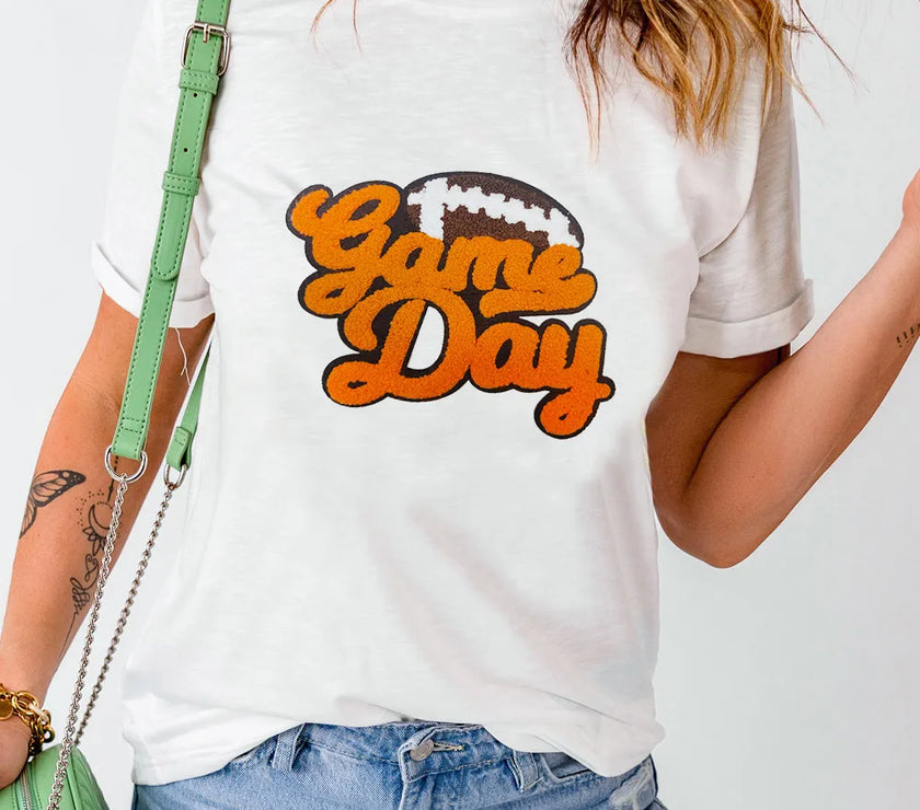 GAME DAY Round Neck Short Sleeve T-Shirt
