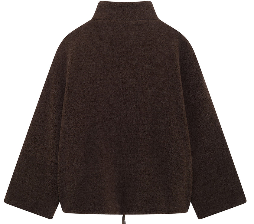 Turtleneck Zip Up Long Sleeve Plush Jacket