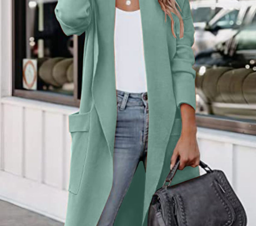 Open Front Dropped Shoulder Outerwear