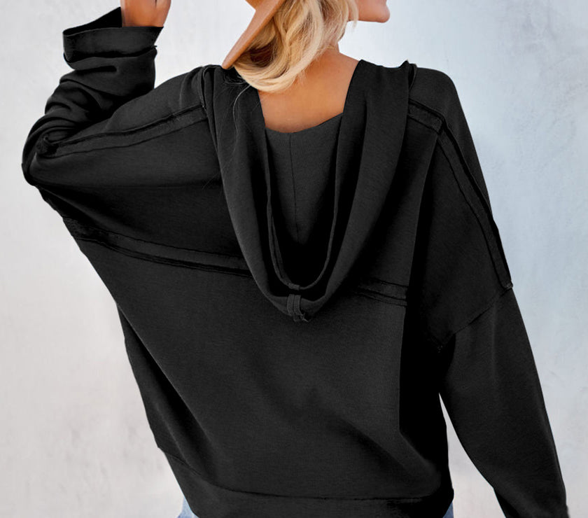 Exposed Seam Long Sleeve Hoodie