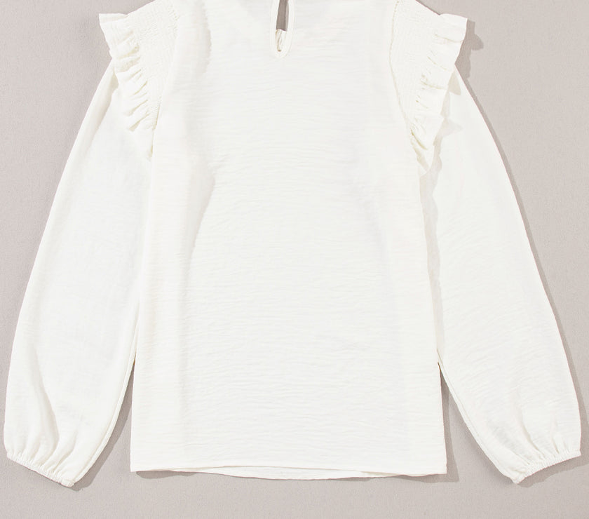 Frill Mock Neck Ruffled Balloon Sleeve Blouse