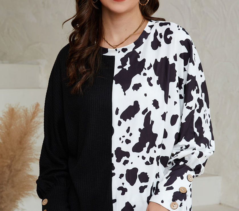 Animal Print Round Neck Top