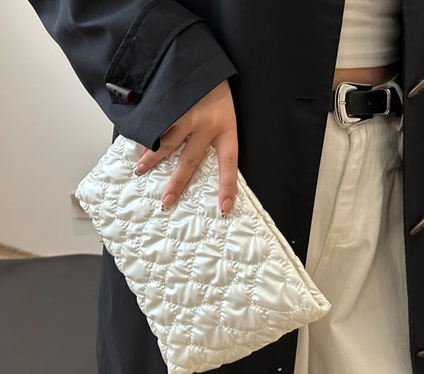 Ruched Heart Clutch with Zipper