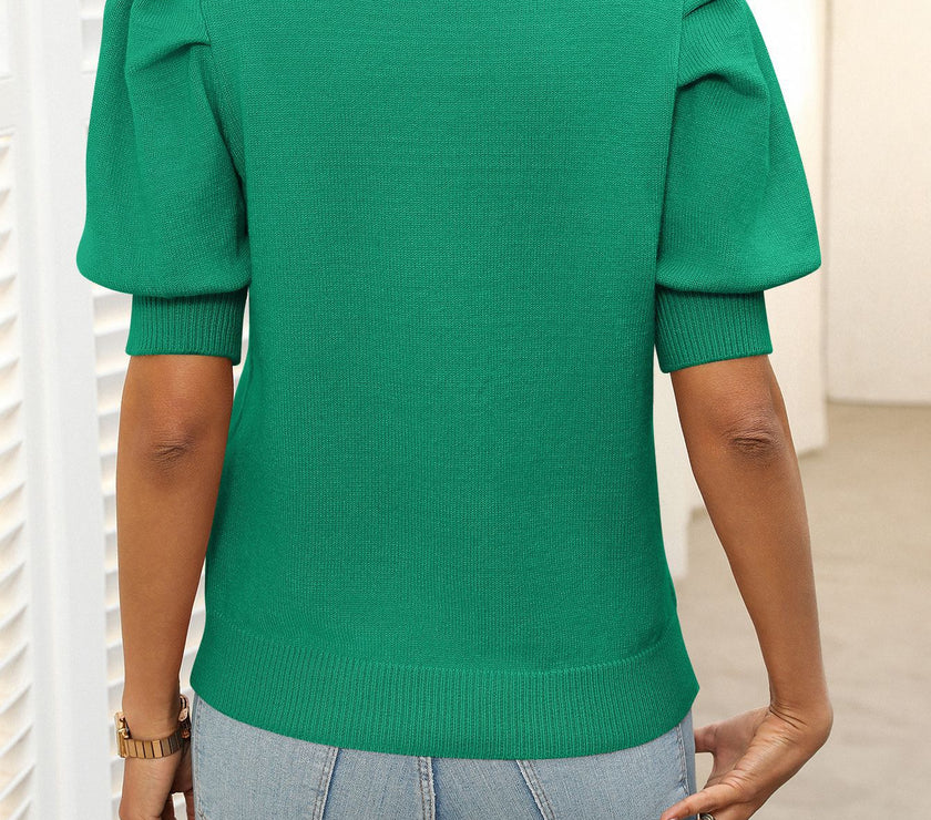 Mandy Mock Neck Puff Sleeve Sweater